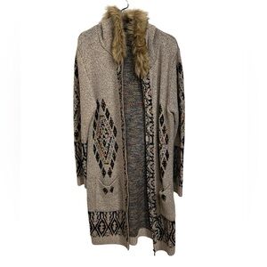 Aztek long fur lined sweater full zipper